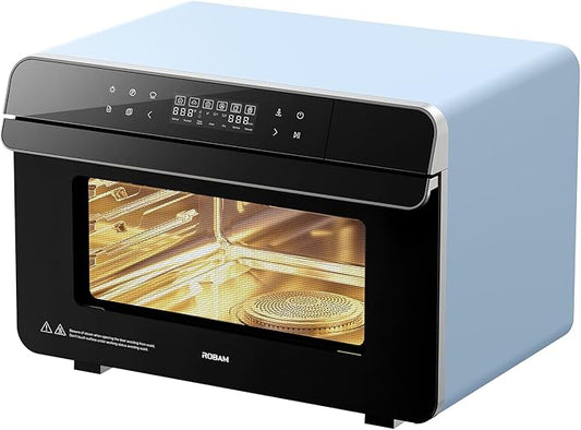 ROABM Toaster Oven Air Fryer Combo R-BOX Blue, 23QT Countertop Convection Steam Oven, Rapid Steam, Bake, Air Fry, Broil, Dehydrate, Defrost, Ferment, Steam Self-Clean, Touchscreen Control