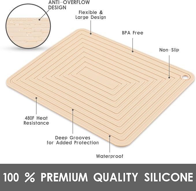 Silicone Trivets for Hot Pots and Pans-Trivets for Hot Dishes-Heat Resistant Mat for Countertops, Kitchen Small Dish Drying Mat, Silicone Pot Holders-Hot Pads for Kitchen Set 2 Beige