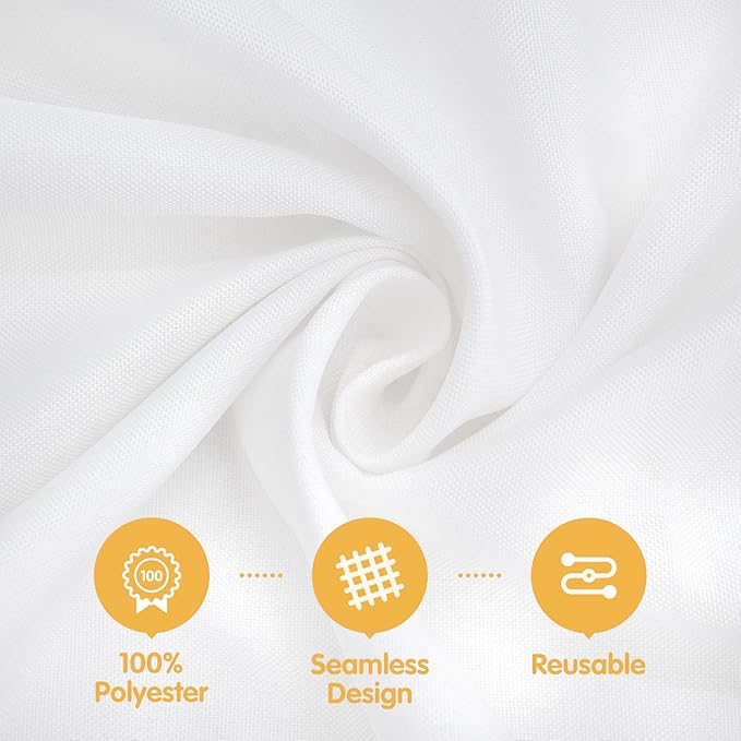 BRILLMAX 8 Pack White Tablecloths 70 x 120 Inch for 6ft & 8ft Rectangle Tables - 150 GSM Polyester Fabric, Universal Fit, Water, Stain & Wrinkle Resistant Cloth Cover for Wedding Reception Banquet