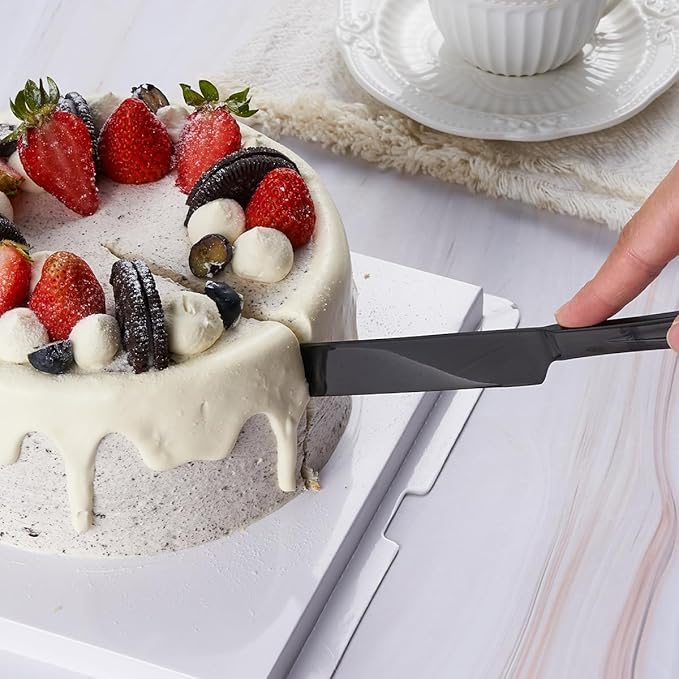 GoGeiLi Black Cake Knife and Server Set, 13-inch Stainless Steel Cake Cutting Set, Elegant Cake Cutter Set for Wedding, Birthday, Parties, Anniversary