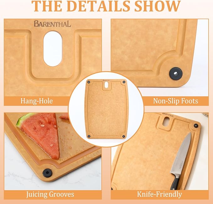 Barenthal Cutting Boards for Kitchen Dishwasher Safe Eco-Friendly Composite Cutting Board Set of 2, Reversible Chopping Board with Handles & Juice Grooves, Small & Large Cutting Board for Countertop