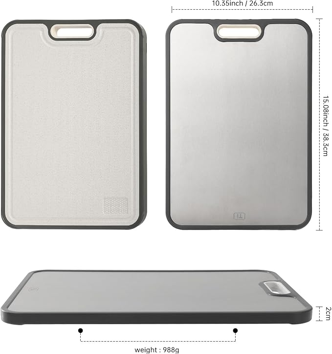 Titanium Cutting Boards for Kitchen, Titanium Cutting Board Double Side, Non Slip Chopping Board for Meat Fruit, Vegetable 15.2x10.4inch