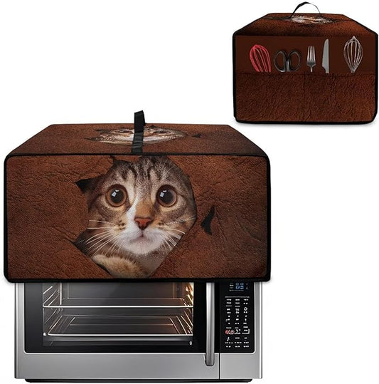 Doojoayie Cat Toaster Cover 8 Slice Universal Fit Small Appliance Covers with Top Handle Design Kitchen Decoration Gift for Mother, Wife, or Anyone Who Loves to Cook