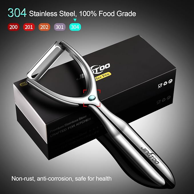 Premium Vegetable Peeler Stainless Steel，Ultra Sharp Peelers for Kitchen, Potato Apple Peeler Rotary Blade, Fruit Veggie Peelers Y Peeler Ergonomic Thickened Handle - 5 Years Warranty (Plain)