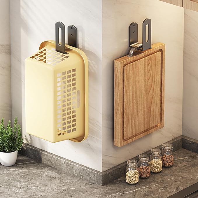 4pcs of pot lid rack, pot lid cutting plate rack, sponge storage rack, kitchen bathroom wall mounted storage rack accessory, lid hook for kitchen storage and storage