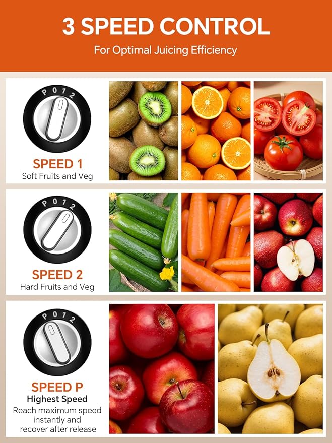 Juicer Machine, Airon Centrifugal Juicer Extractor, Max Power 800W, 3" Wide Feed Chute for Fruit Vegetable, Juice Maker with 3-Speed Setting, High Juice Yield, Easy to Clean, Stainless Steel, BPA Free