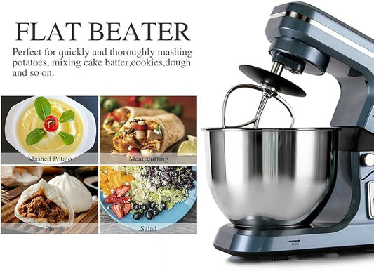 MURENKING Stand Mixer,5.3-Qt & 500W & 6+P Speed MK36 Tilt-Head Kitchen Electric Food Mixers Home Baking Dough Machine with Accessories (Gray Blue)