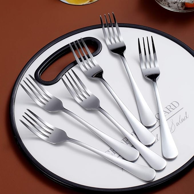 Dinner Forks Set of 6, Berglander 7.9" Stainless Steel Shiny Mirror Fork Set, Forks And Spoons Silverware, Table Forks Set Sturdy And Dishwasher Safe