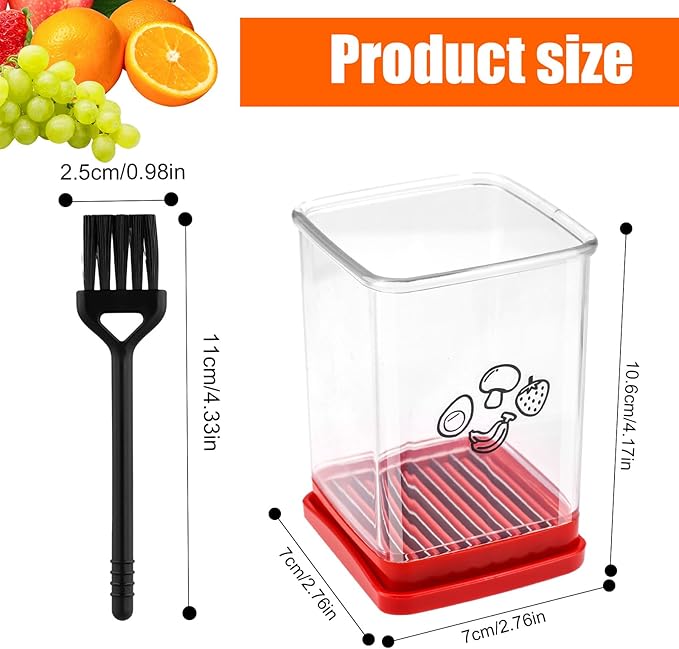 Cup Slicer Fruit, Fast Stainless Steel Vegetable Slicer Portable Strawberry Cutter with Cleaning Brush Handheld Slicing Tool Kitchen Cutting Gadget for Banana Egg Salad