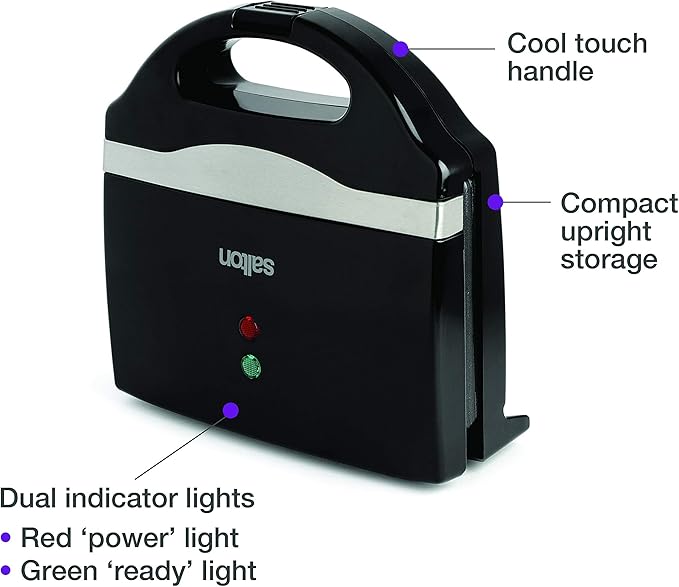 Salton SM1068BK Pocket, Black Sandwich Maker