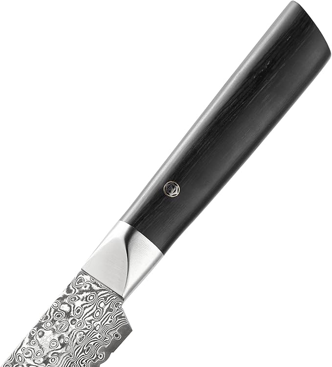 zayiko Black Edition Bread knife 8-inch blade extremely sharp from 67 layers I Damascus kitchen knives and professional chef's knives made of genuine Japanese Damascus with Pakka wood