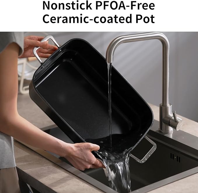 AUTUCU Slow Cooker 10-Quart - PFOA-Free Ceramic Coating, Oven Safe to 450°F | Keep Warm Function for Large Family Gatherings (Includes Silicone Spoon)