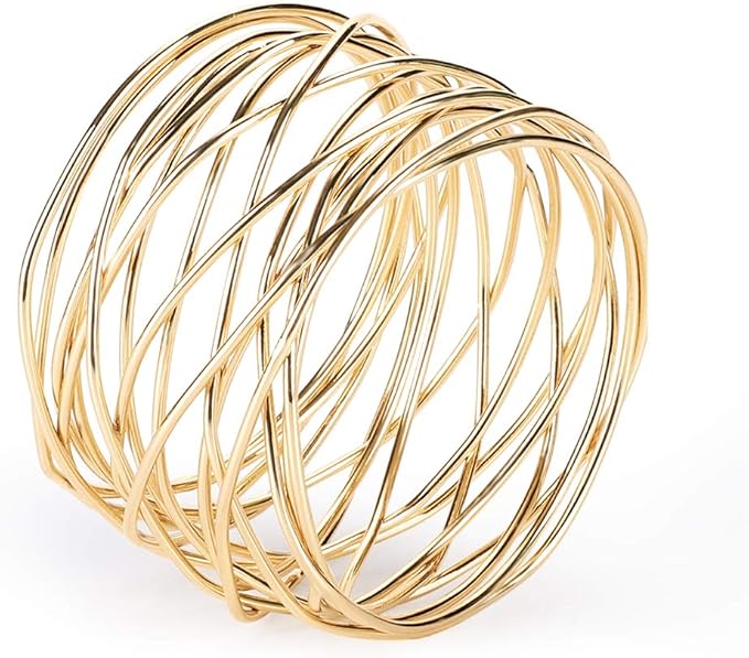 Accmor Napkin Rings, Metal Gold Round Napkin Rings Buckles for Table Decorations, Wedding, Dinner, Party, Set of 6