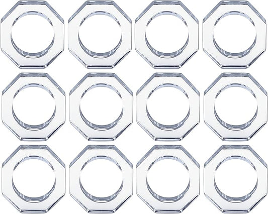 ALPHA Living HOME Acrylic Napkin Rings Set of 12 - Crystal Decorative Serviette Holders Ideal Décor for Weddings, Family Gatherings, Formal Dinners, Banquets & Everyday Dining (Transparent)