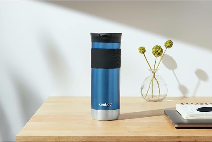 Contigo Byron Vacuum-Insulated Stainless Steel Travel Mug,20oz - Leak-Proof Lid,BPA-Free,Blue Corn - Perfect Reusable Cup for Coffee or Water; hot and cold beverage holder,(Pack of 4)