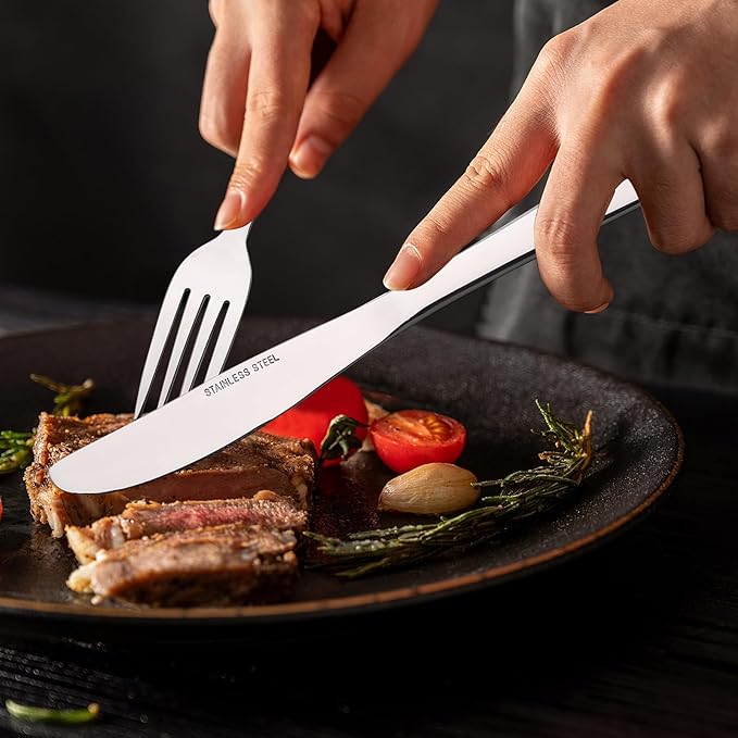 Obstnny 12-Piece Stainless Steel Dinner Knife, Table Knives Set