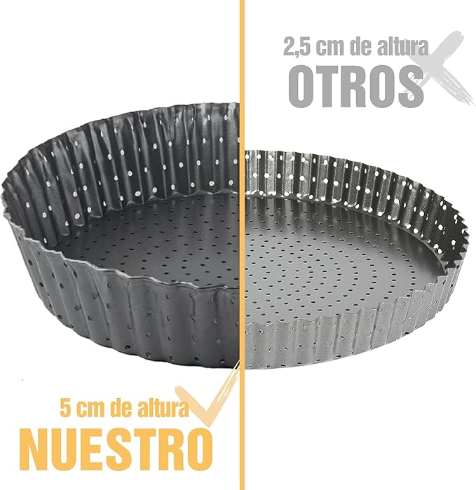 Space Home - Deep Dish Pie Pan for Quiche Lorraine - Tart Pans with Removable Bottoms - Apple Pie Pan - Tarte Tatin Pan - Quiche Baking Dish (Set 3)