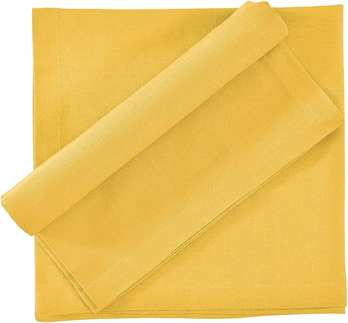 FINGERCRAFT Cloth Napkins, Cotton Linen Blend Fabric 12 Pack, 20 in x 20 in Premium Quality, Mitered Corners for Every Day Use Napkins are Pre Shrunk and Good Absorbency Gold