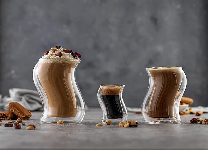 JoyJolt Pivot Double Insulated Tumblers - Set of 2 Exceptional 13.5 oz Iced Coffee Tumbler - Elegant Bar Glasses for Coffee, Tea, or Cold Beverages - 2 x 405 ml Iced Coffee Glasses for Hot Summers