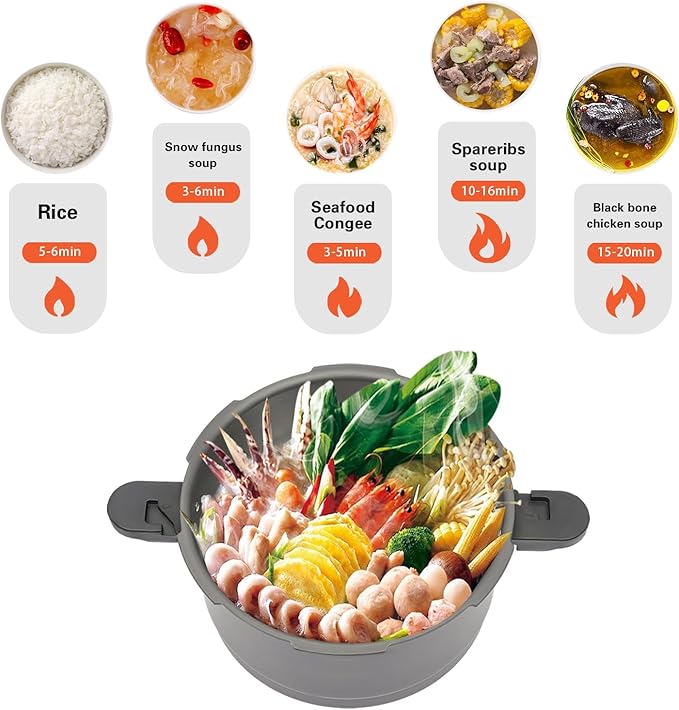 9.5Qt Aluminium Alloy Pressure Cooker Dark Grey Pressure Canner with with Spring Valve Safeguard Devices Hand Control Pressure Cooking Pot for Various Furnaces