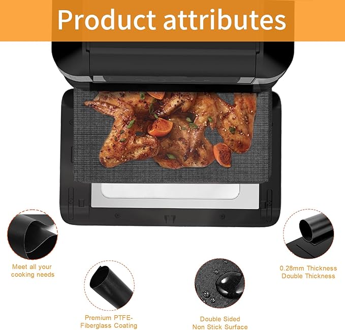 GWYSY Reusable Liners for Toaster Oven Air Fryer 8.66×9.44 Accessories Compatible with Instant 10QT Air Fryer 4PCS Non-Stick Mats for Baking