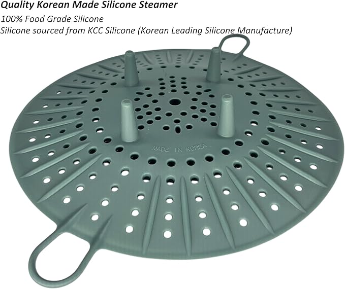 Korean Made Silicone Steamer Basket 10' Size, Silicone Steamer Insert for Pot Flexible Design (Mint)