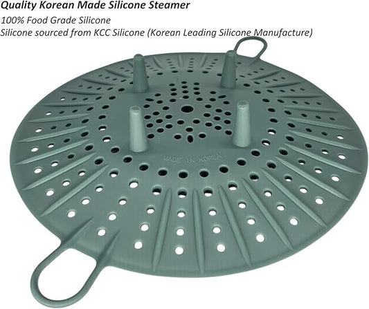 Korean Made Silicone Steamer Basket 10' Size, Silicone Steamer Insert for Pot Flexible Design (Mint)