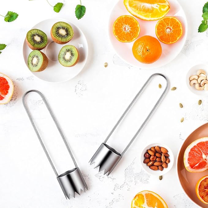 2 Pcs Stainless Steel Pepper Seed Corer Remover, Multifunctional Fruit and Vegetable Core Remover, Red Pepper Core Removers for Red Bell Peppers, Fruit and Vegetable