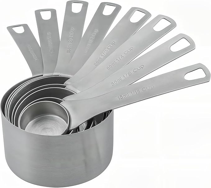 Smithcraft 8-Piece Stainless Steel Measuring Cups Set, Siliver, 240ml