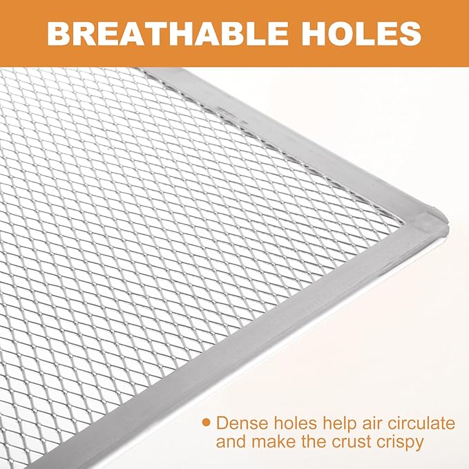 AKOLAFE 2PCS Pizza Screen 11 x 16 Inch Pizza Pan for Oven Large Pizza Pan with Holes Aluminum Pizza Plates Set Perforated Pizza Baking Sheet Metal Pizza Platter Rectangular Mesh Pizza Tray for Serving