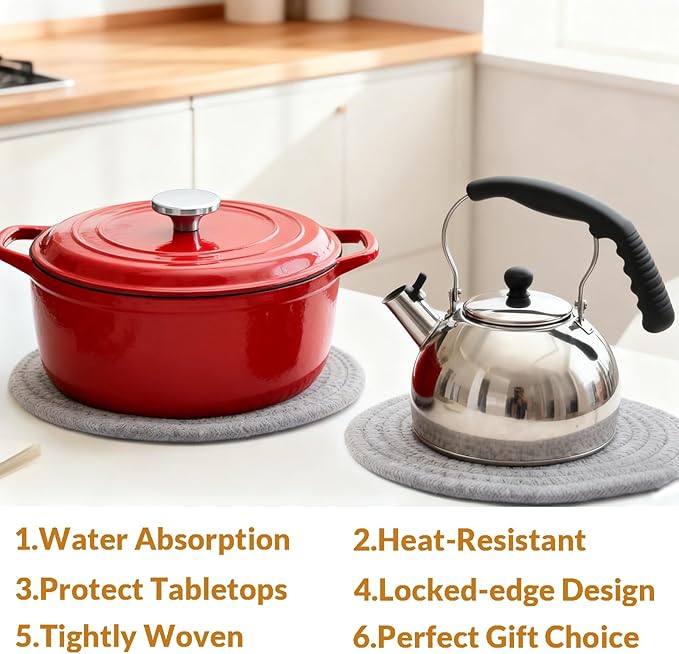 10" Trivets for Hot Dishes, Hot pots and Pans, Set of 6, Heat Resistant Pot Holders for Kitchen, Hot Pads for Countertops