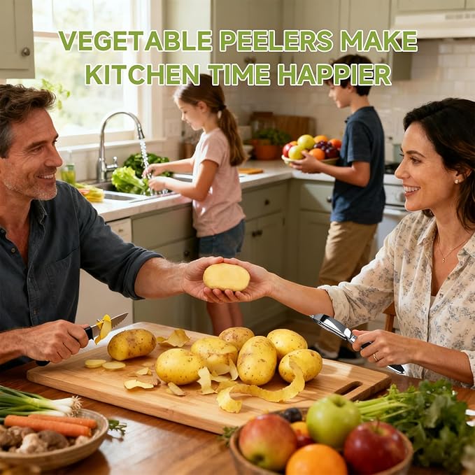 2 Pack Vegetable & Potato Peelers | Y & I Shape | Stainless Steel Blades | Ergonomic Non-Slip Handle | Dishwasher Safe | Fruit & Veggie Peeler Set