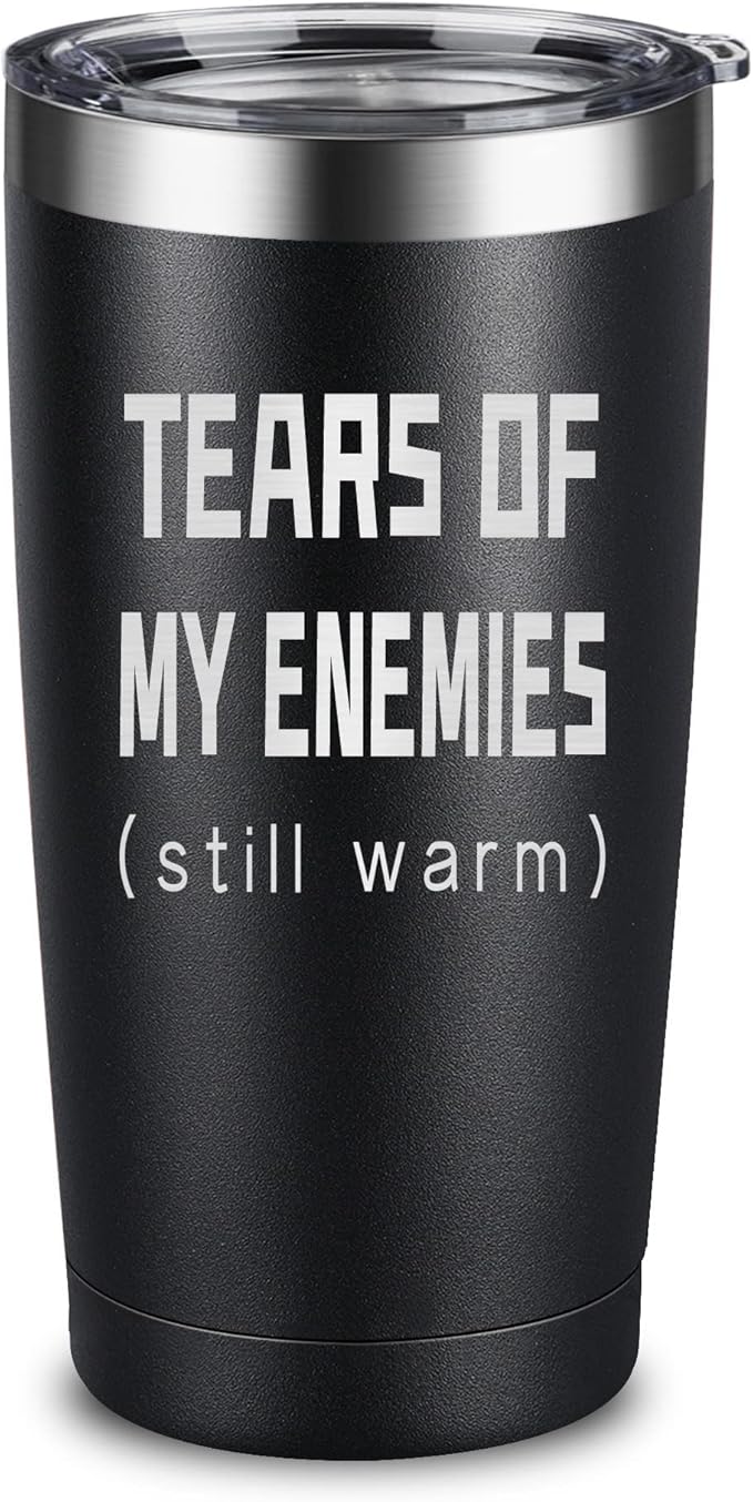 ARIABLE Tears Of My Enemies - Best Gifts for Men, Him, Dad, Husband, Son, Boyfriend, Coworker, Boss - Perfect Sarcastic Birthday - Military Gift for Veterans - 20 Oz Engraved Tumbler, Black
