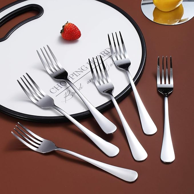 Dinner Forks Set of 6, Berglander 7.9" Stainless Steel Shiny Mirror Fork Set, Forks And Spoons Silverware, Table Forks Set Sturdy And Dishwasher Safe
