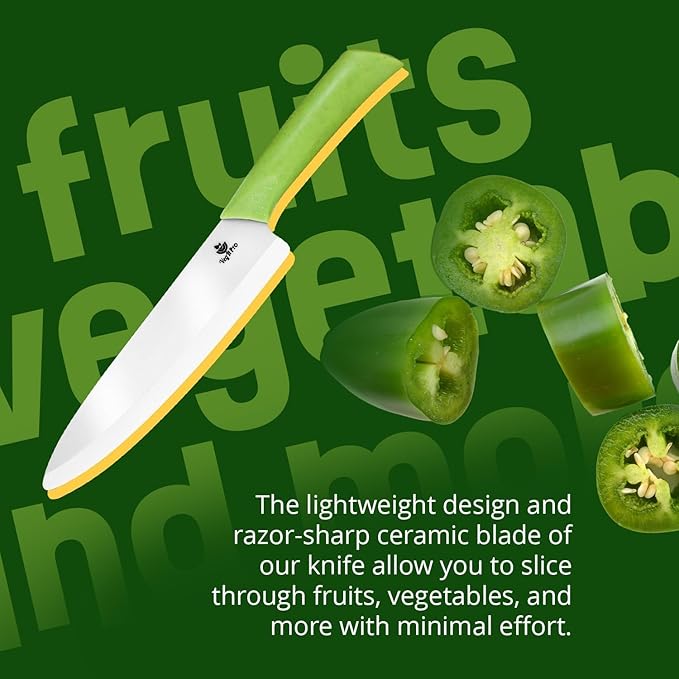 Durable Ceramic Knife for Chopping Vegetables & Fruits, 4” Non-Reactive and Professional Ceramic Chef Knife for Clean Cutting, Rust-Proof Sharp Blade with Ergonomic Handle, Gift-Ready Kitchen Knives