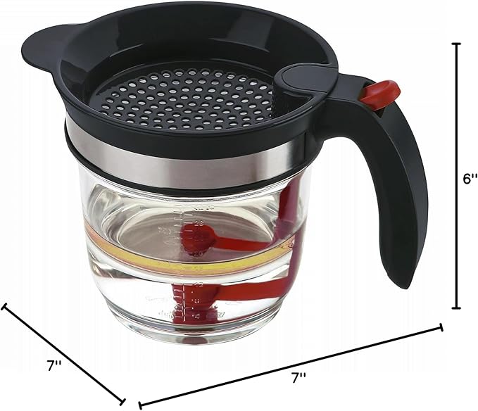 IVYHOME Fat Separator for cooking, 4 Cups Plastic Fat Strainers with Bottom Release, Gravy Grease Separator, Soup Oil Separator Measuring Cup