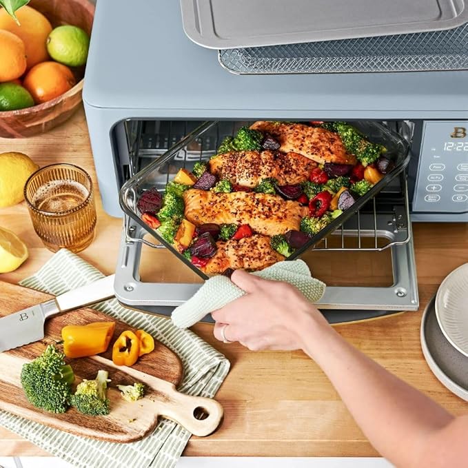 Beautiful by Drew Infrared Air Fry Toaster Oven 1800W with 9-Slice Capacity and Multi-Function Cooking (CORNFLOWER BLUE)