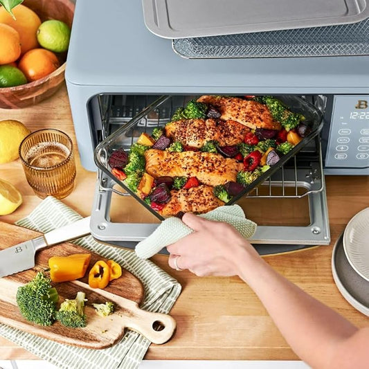 Beautiful by Drew Infrared Air Fry Toaster Oven 1800W with 9-Slice Capacity and Multi-Function Cooking (CORNFLOWER BLUE)