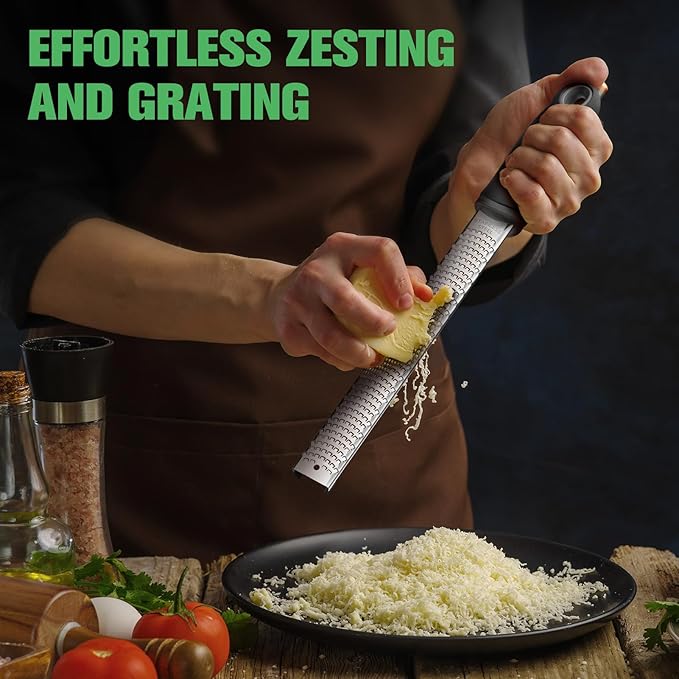 NEUTYPECHIC Cheese Grater, Lemon Grater, Stainless Steel, Zester Grater, Premium Zester Grater, Parmesan Grater, Dishwasher Safe, Garlic Grater with Protective Cover and Finger Protection, Nutmeg,