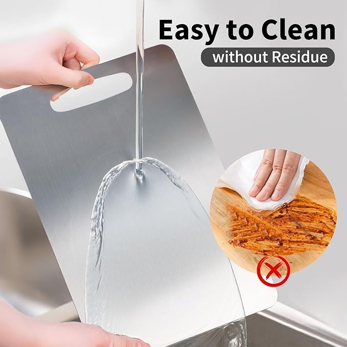 Titanium Cutting Board, Titanium Cutting Boards for Kitchen Double-Sided Stainless Steel Cutting Board Durable Non Toxic Food-Grade Chopping Board for Meat Vegetable Fruit (14"L x 10"W)