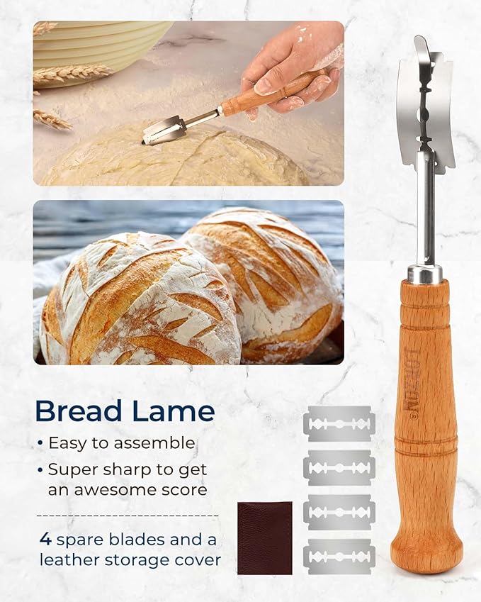 Banneton Bread Proofing Baskets Set of 2, 11" Round & 12" Oval Sourdough Proofing Baskets with Sourdough Bread Baking Supplies (Plastic)