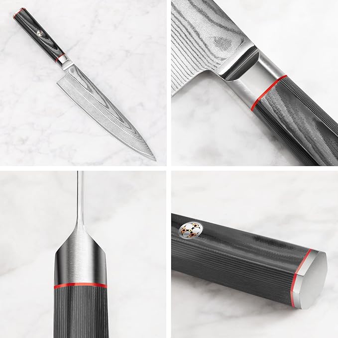 Cangshan YARI Series X-7 Damascus Steel 8-inch Chef's Knife with Sheath
