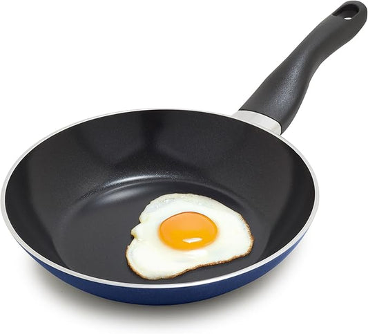 Lumenflon Deco 8” Nonstick Frying Pan Skillet, Made in Italy, Diamond Ceramic PFAS-Free, Dishwasher & Metal Utensil Safe, Durable Gloss Enamel Finish, Stay-Cool Handle, High Walls-Extra Room, Blue