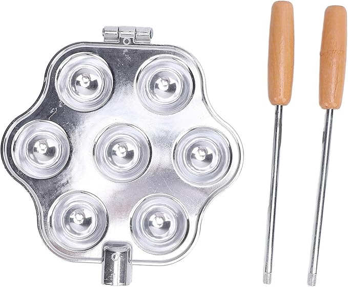 OEBUAFI 7 Holes Egg Tart Pan Aluminum Alloy Baking Tray with Handle for Pudding Muffin and Tartlets