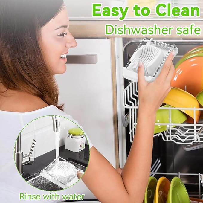 Egg Slicer for Hard Boiled Eggs, Heavy Duty Egg Cutter with Sharp Stainless Steel Wires, Durable Egg Chopper Dicer, Multipurpose Kitchen Gadget for Strawberry Banana Kiwi & Soft Food, Dishwasher Safe