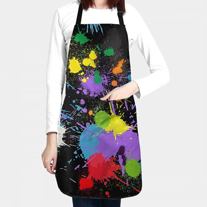 Apron with Pockets Aprons for Women Men Kitchen Chef Apron for Cooking Gardening Server Waitress Painting