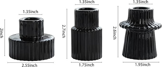 Vixdonos Taper Glass Candlestick Holders Tealight Candle Holders for Table Centerpieces, Wedding Decor and Dinner Party (3 Pcs, Black)