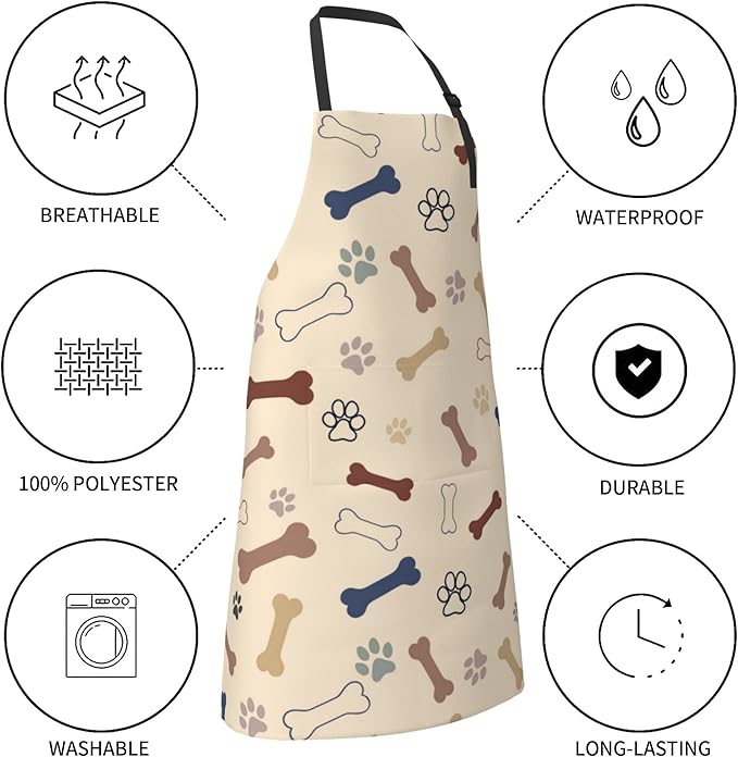 Apron with Pockets Aprons for Women Men Kitchen Chef Apron for Cooking Gardening Server Waitress Painting