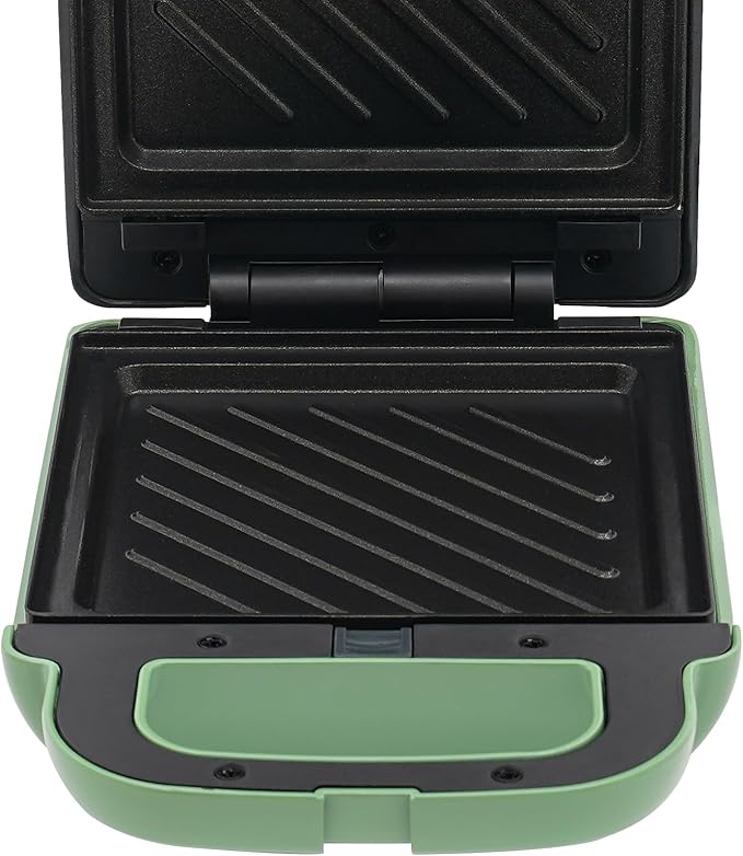 Electric Portable Sandwich Maker, Waffle Breakfast Machine & Panini Presses, Perfect for Cooking Grilled Cheese, Tuna Melts, Burgers, Steaks and Snacks (Green)