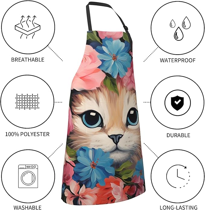 Apron with Pockets Aprons for Women Men Kitchen Chef Apron for Cooking Gardening Server Waitress Painting